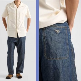 26ss 프라다 삼각백로고 샴브레이 데님 팬츠 0417