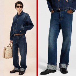26ss 루이비통 시그니처 턴 업 데님 스케이트 팬츠 0516